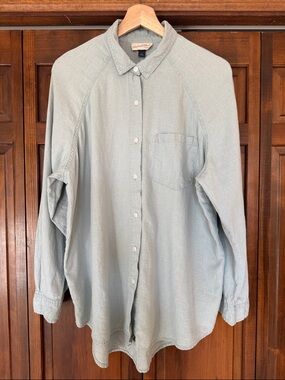 Universal Thread Linen Blend Light Sage Green Button-Up Shirt - Woman’s M